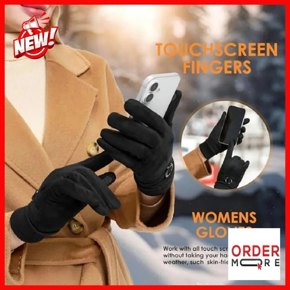 Women's Fleece Lined Touchscreen Winter Gloves Thermal Windproof